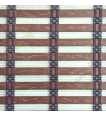 Brown color horizontal stripes flat scale and transparent cylinder stick with vertical thread stripes rollup mechanism PVC Blinds 